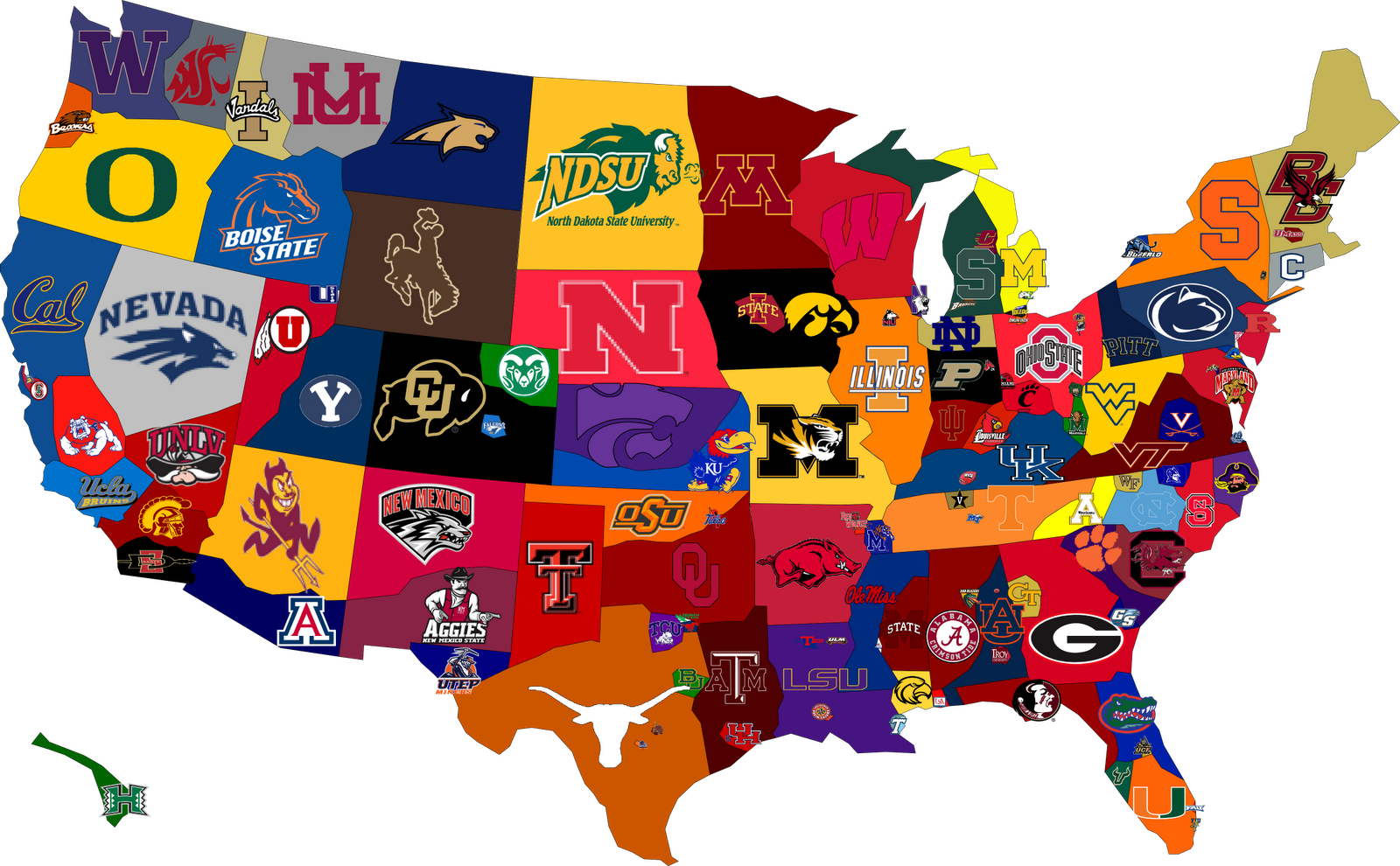N.C.A.A. Fan Map: How the Country Roots for College Football - The
