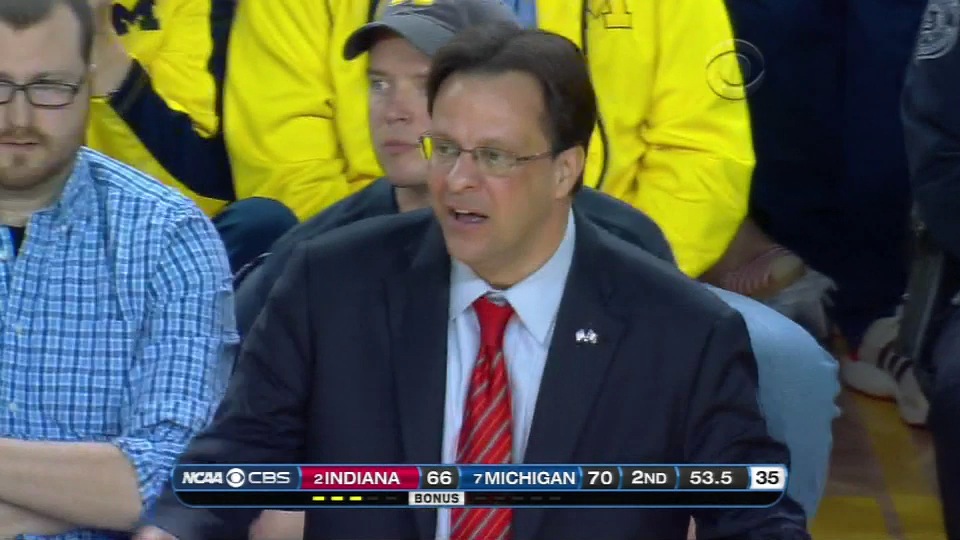 Tom Crean and UM assistant Jeff Meyer exchange words following game